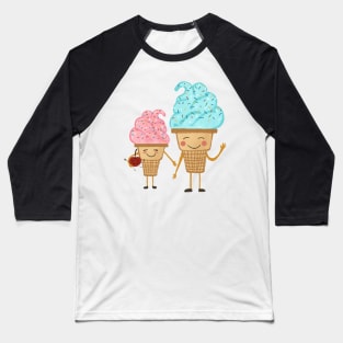 Cute blue and pink ice cream Baseball T-Shirt